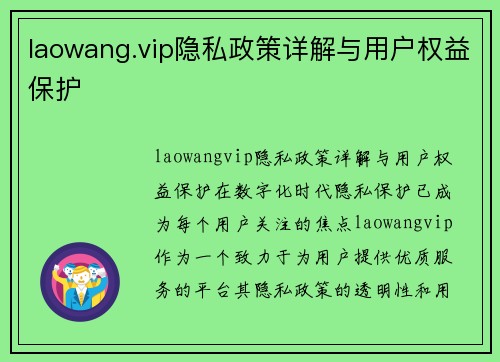 laowang.vip隐私政策详解与用户权益保护